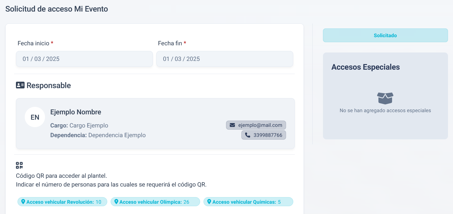 vista de gestión de acceso