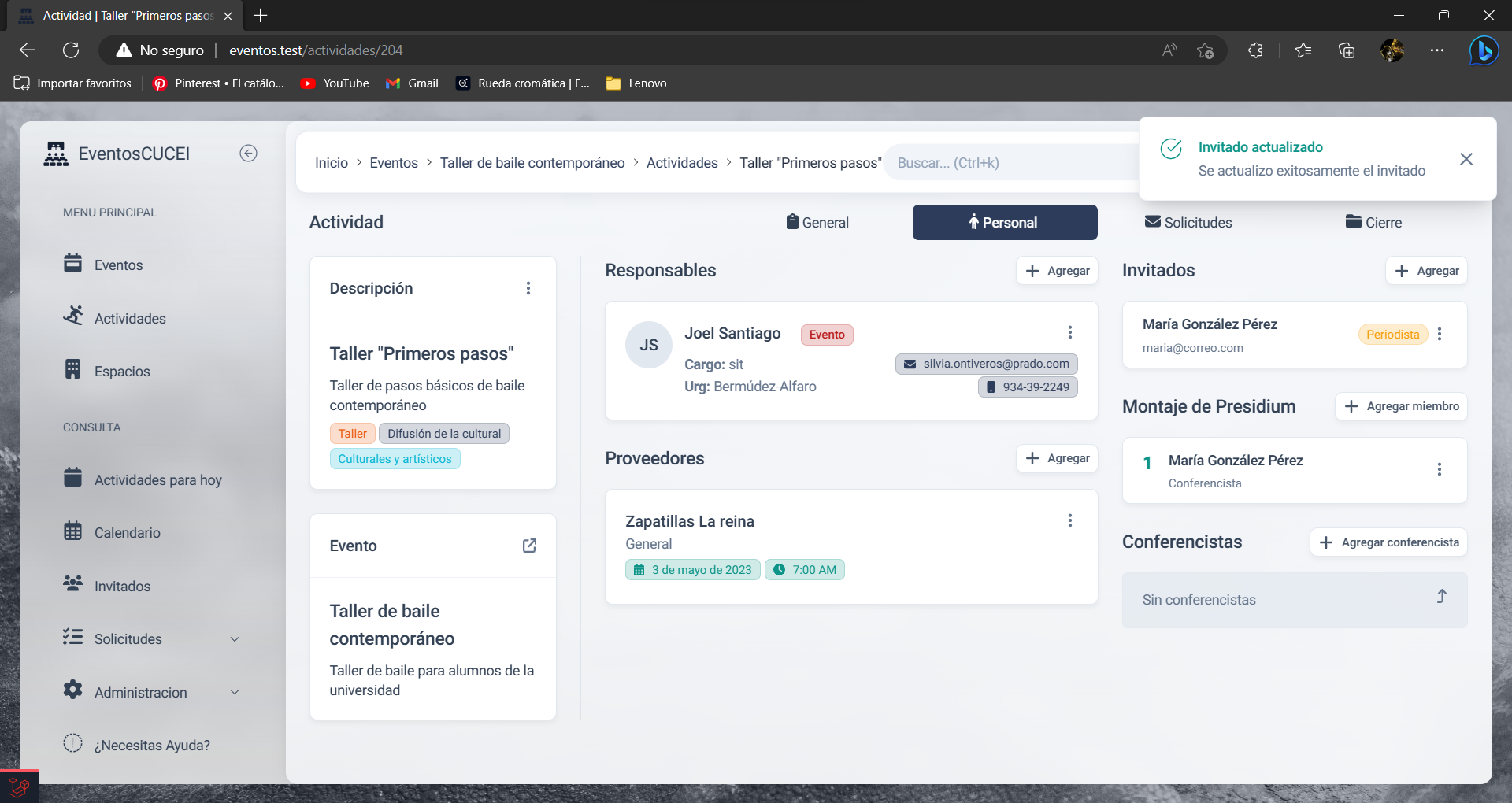 Formulario de invitados