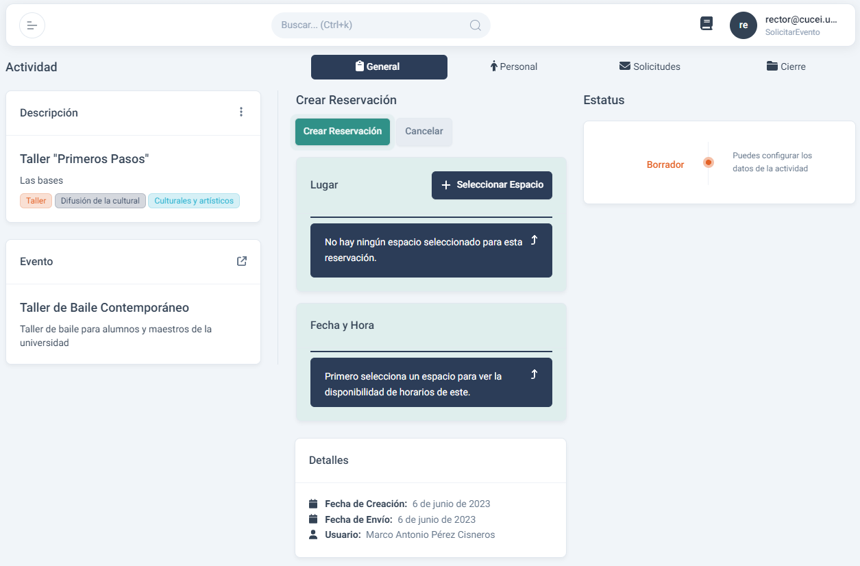 formulario de reservación