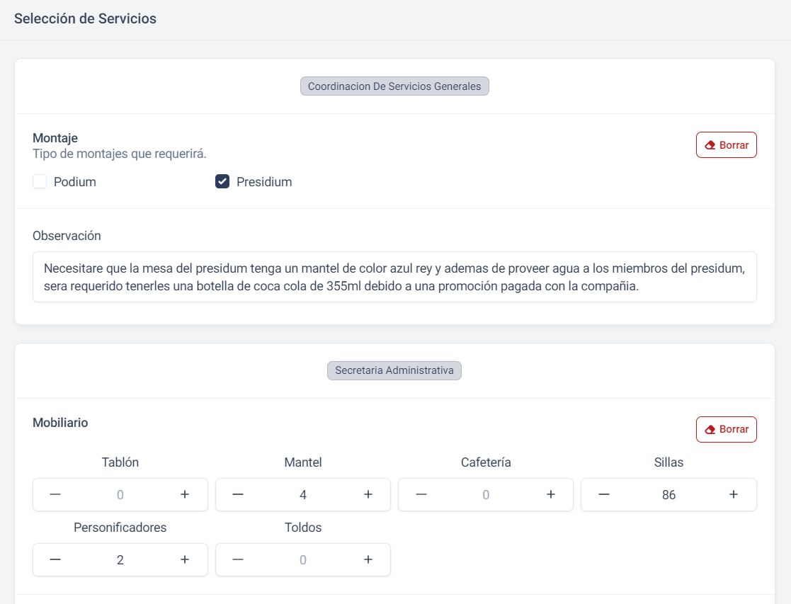 Formulario de servicios
