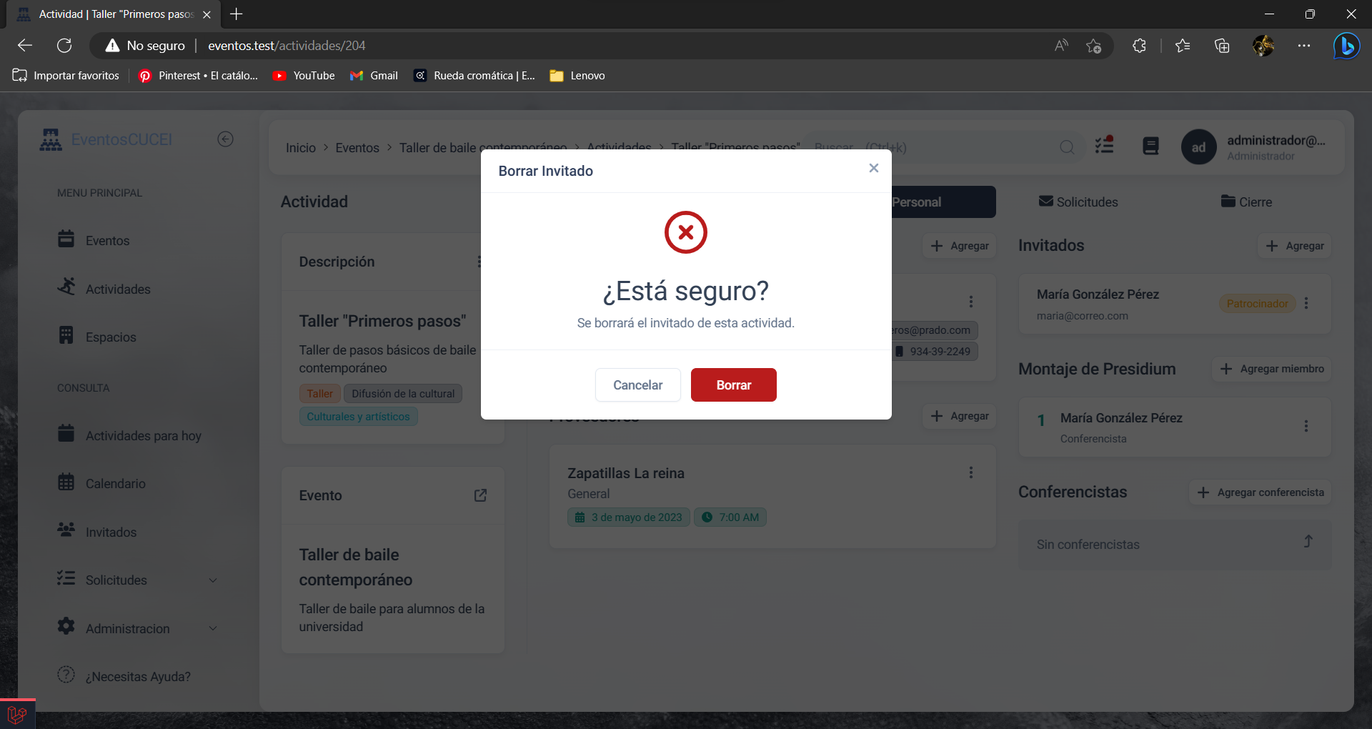 Eliminación de invitados