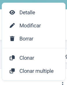 opciones de actividad