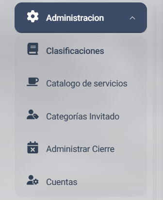 Menú administración