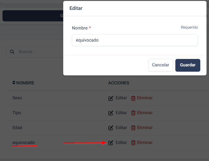 Formulario editar grupo