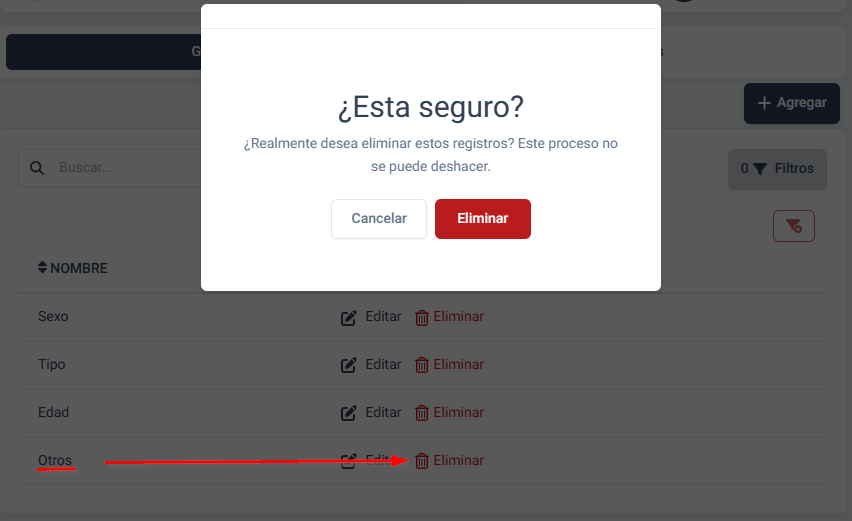 Confirmacion de eliminar grupo