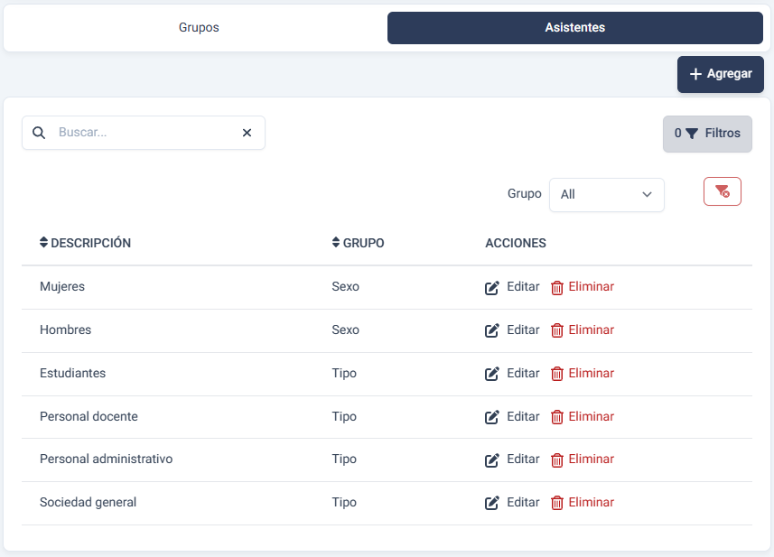 Vista pestaña asistentes