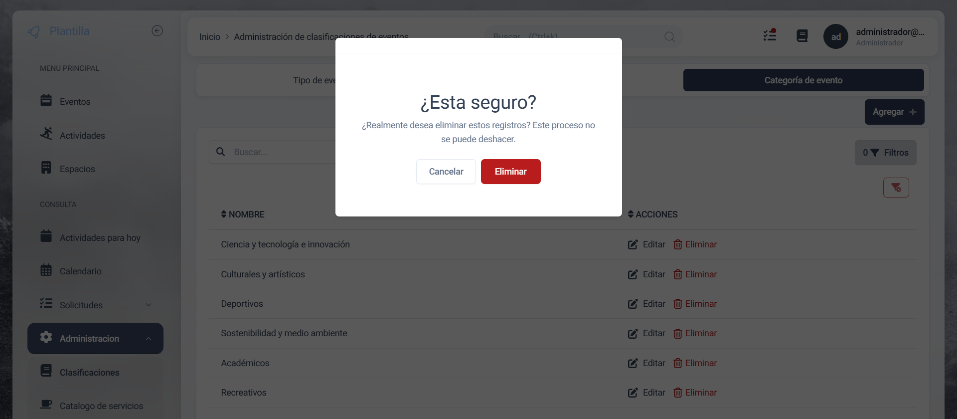 ventana de confirmación