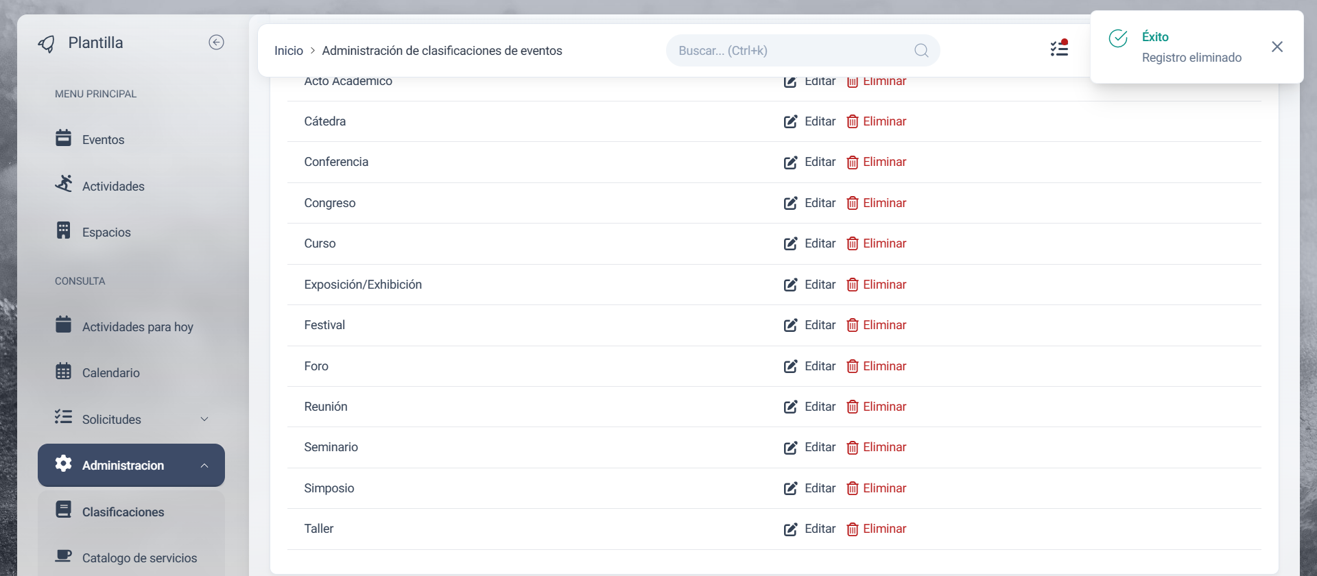 Tabla de tipo actualizada