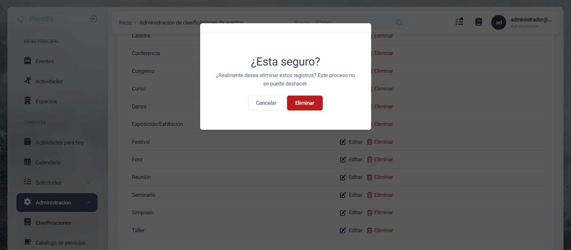 Tabla de tipo actualizada
