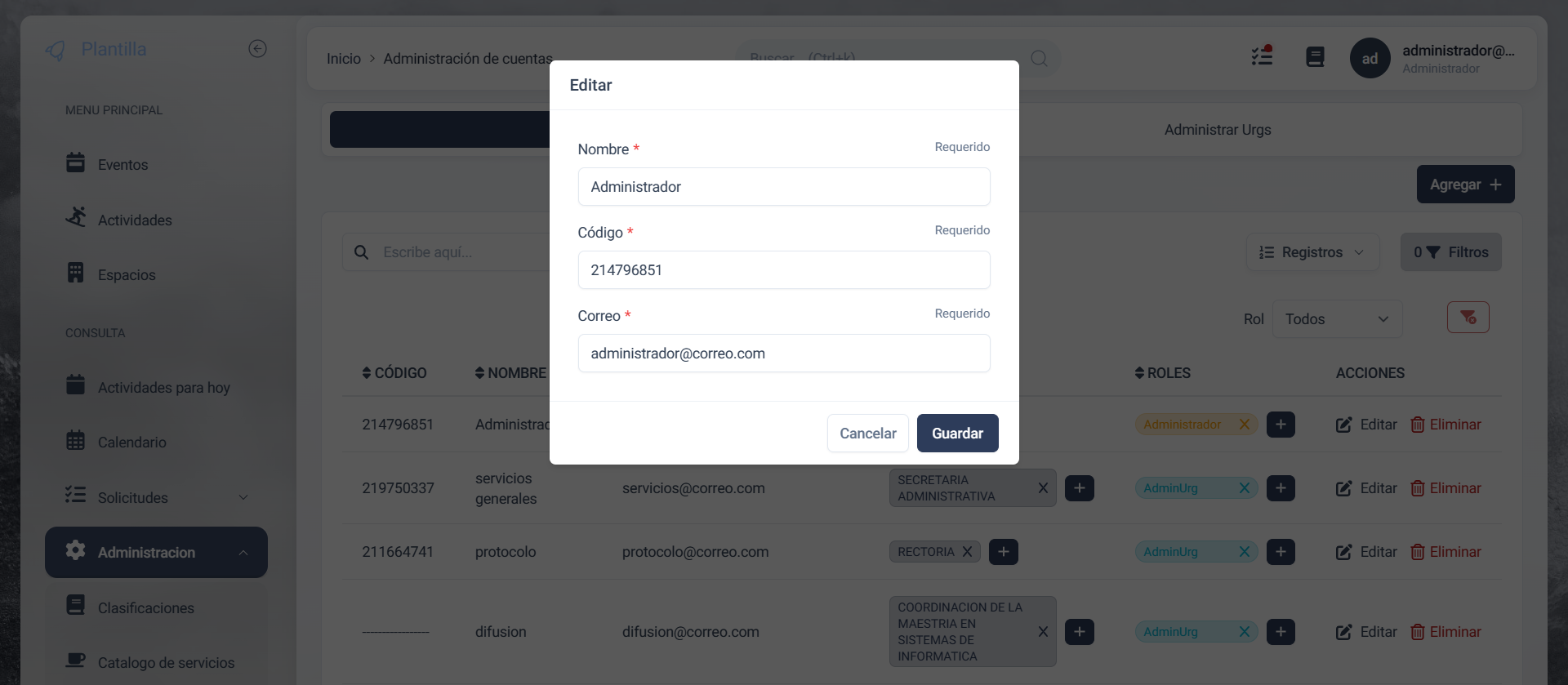 Formulario de edición
