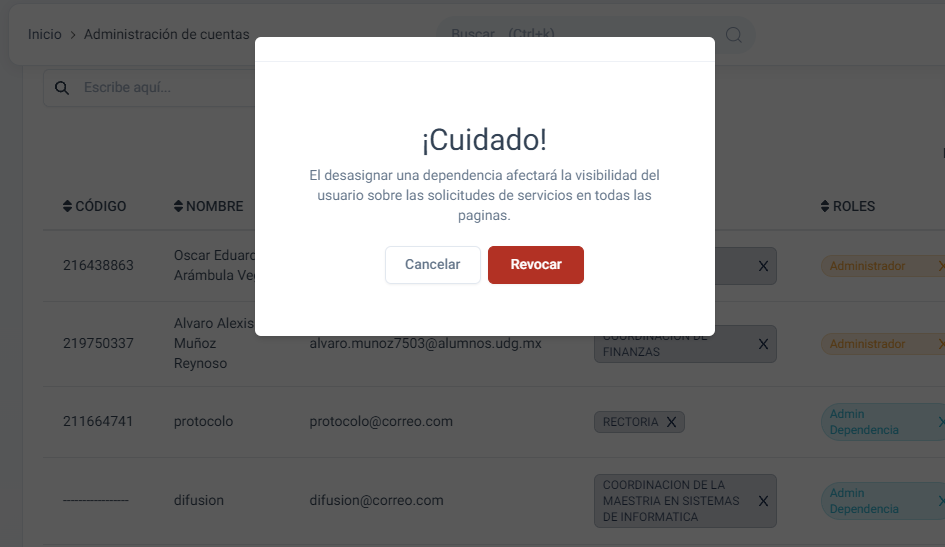 advertencia sobre revocamiento de urgs