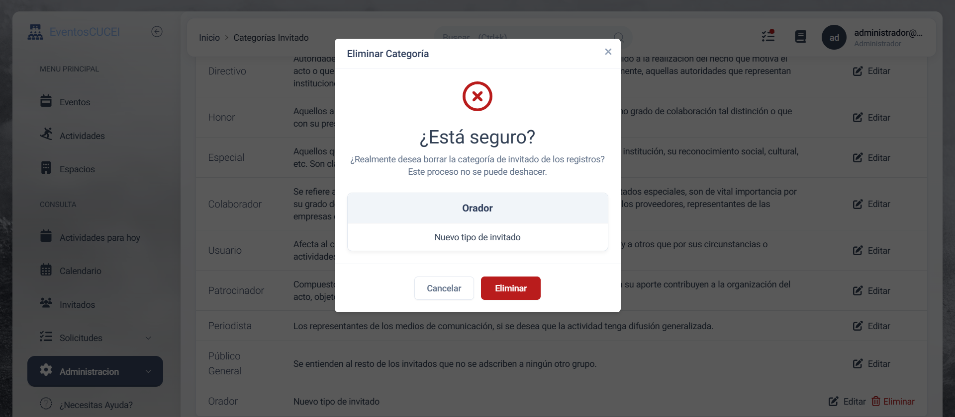 ventana de confirmación